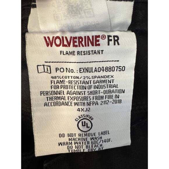 Wolverine FR Flame Resistant Work Pants Men’s 40x32 Black Workwear - Picture 3 of 8